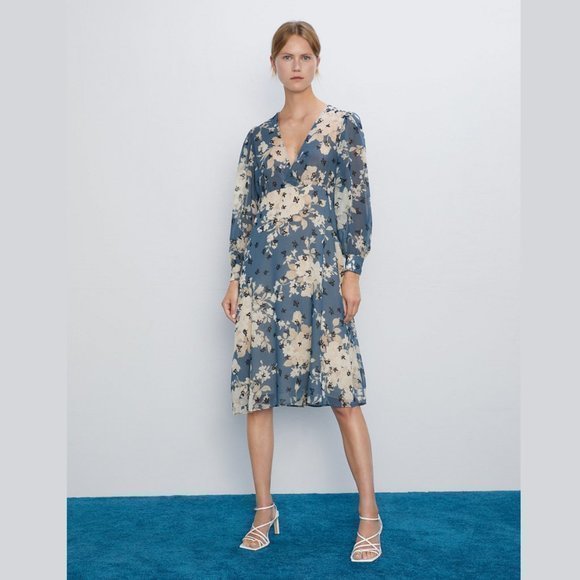 ZARA Floral Print Dress - Picture 8 of 16